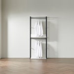 2단 드레스룸 행거 옷걸이 이불장 높은 장롱 원룸 자취 1인 좁은 집 틈새 키높이 한칸 작은 폭 원목 싱글 키큰 우드 스틸 프레임 그레이 오크... 