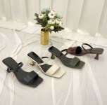 [모브딜라잇shoe] 스퀘어 밴딩 투 라인 뮬 6cm (4color) g1078 : 모브딜라잇