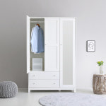 이불장 높은 장롱 선반 수납 원룸 자취 1인 좁은 집 틈새 키높이 한칸 작은 폭 원목 싱글 키큰 우드 화이트 전신거울 서랍 옷장 세트 : 위드 오브젝트