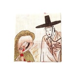 민속화 손수건-월하정인(신윤복) 한국전통선물 외국인선물 : 샵오브코리아