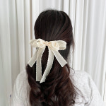 (클리어런스) 버블 리본 롱테일 헤어 자동핀 : 지금은