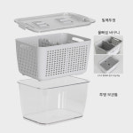 플라스틱 야채 과일 물빠짐 밀폐용기 바구니 보관통 소분 보관함 소(13.5x9x8.5cm) : 진성울트라
