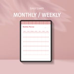 만년형 PINK 세로형 굿노트 노타빌리티 먼슬리 위클리 다이어리 속지 월별 플래너 일러스트 Monthly Weekly PDF : FIRPENG