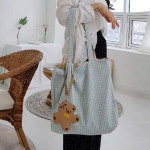 플라워 체크 양면 에코백 : 쁘띠에미르