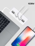 코시 USB 4포트 멀티허브 노트북 스마트폰 충전 데이터전송 포트확장 : 코시