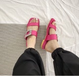 1.5cm 블링블링 큐빅 스트랩 플랫뮬 슬리퍼 [g1089 Rj] : Matilda