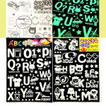 ABC 야광 알파벳 스티커 에바 큐빅 네일아트 스티커 에치 스티커 봉주르 종이스티커 오버액션토끼 네일 스티커 : 달고나문구