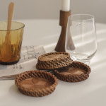 브라운라탄우드티코스터 컵받침 컵매트 : 류블류샵