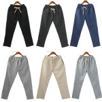 여성 9부 마바지 44 55 66 린넨바지 면 워싱 밴딩 츄리닝 트레이닝 요가 이지웨어 : 주닉스