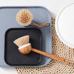 무쇠 팬 세척 솔 와플 수세미 솥뚜껑 친환경 천연 그리들 주물팬 과일 야채 우드 브러쉬 : 따스타스