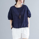 중년여성의류 40 50대 엄마옷 마담 빅사이즈 여름 자카드 면 펀칭 블라우스 : 마마제이 여성의류