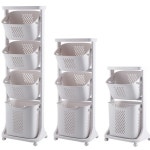 2단 3단 4단 이동식 스윙 분리형 바퀴 빨래바구니 선반 미니멀 수건함 세탁바구니 빨래통 : 소소흣