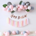연핑크 벌룬클라우드 두돌생일상 아기 1000일 풍선 해피벌스데이 유칼립투스풍선 : 베베니니
