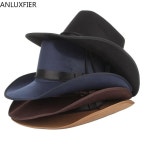 H7185 남자 서양 카우보이 모자 성인 남성 순수한 색상 캐주얼 모자 야외 패션 레저 모든 경기 여행 휴일 Crimping 모자 : 재미몰