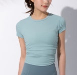 바디몬스터 셔링 크롭 숏슬리브 필라테스 상의 주름 요가 슬림핏 티셔츠 BDTP1206 : 바디몬스터