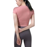 바디몬스터 셔링 크롭 숏슬리브 필라테스 상의 주름 요가 슬림핏 티셔츠 BDTP1206 : 바디몬스터