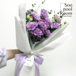 리시안셔스 꽃다발 L 연보라 생화 꽃다발 배달 여친 결혼 기념일 부모님 생일 배송 수풀룸 : 수풀룸