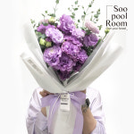 리시안셔스 꽃다발 L 연보라 생화 꽃다발 배달 여친 결혼 기념일 부모님 생일 배송 수풀룸 : 수풀룸