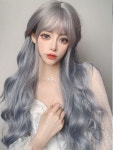 블루퍼플 발레아쥬 롱 웨이브 가발 패션 코스프레 통가발 : 가발스타일