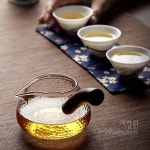 [다도 다구 다기] 예향원 아쿠아 내열유리 원목핸들 공도배 숙우 2종 P-827 : 예향원