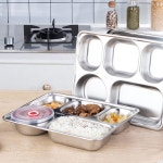 304 스텐 성인 어린이집 식당 급식 뚜껑식판 다이어트식판 5구 : 영그린