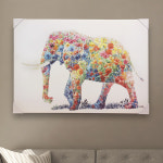 앳하스홈 아트 캔버스 픽처 100x70cm _ 화이트 플라워 코끼리(7차리오더) : 하우스웨어