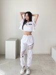 무료배송 공연복 방송댄스복 댄스의상 FBF 밴딩 모션망사 조거 트레이닝 팬츠 : 홍돌