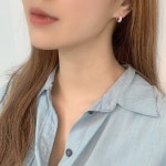 [무배/실버925] 원터치 투웨이 큐빅 링 은귀걸이 : 크리스티앙 쥬얼리