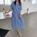 빅사이즈 여성 지지미 시원 퍼프소매 데일리 롱원피스 : 뚜뚜별5번가