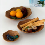 프리미엄 발리 라탄 타원 물결 바구니 3종 트레이 바구니 수납함 정리함 쟁반 과일바구니 : 라라스테이