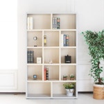 원목 책장 5단 전면 북선반 책꽂이 서재 수납장 코너 : 올랑하우스