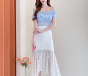 예쁜 여름블라우스 쇄골노출 오프숄더 [티아라-J-025투피스-BL] : 온 걸