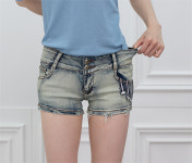 짧은 2부 밴드 스판 숏팬츠 XS사이즈 비치웨어 섹시 미니숏팬츠 청반바지 : DATAMNA 다탐나