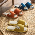 여자 남성 사무실 홈 여름 린넨 실내화 슬리퍼 : 진리바미샾