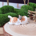 낮잠 농장 황소 피규어 미니어처 장식용 테라리움 소품 MP24 : 흰내