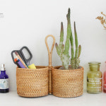 등나무 라탄 다용도꽂이 2구-원형 수저 와인 학용품 꽂이 : 블랑코마켓