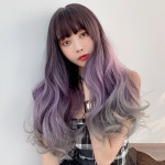 하이유니 네츄럴 웨이브 애쉬 롱 헤어 통가발 가발 65cm + 가발망 + 거치대 세트 : 하이유니 쥬얼리