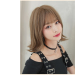 하이유니 보브컷 C컬 펌 헤어 단발 통가발 가발 33cm + 가발망 + 거치대 세트 : 하이유니 쥬얼리