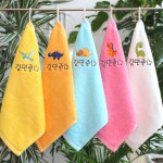 어린이집수건 5매 이름 자수 유치원 고리수건 공룡 코마사40수 : 아이맘수건