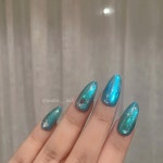 ✦ 우루우루 얼음 네일 [아쿠아] ✦ 한정판 오리지널 유카 네일 여름 유리알 시원한 유리 수제네일팁 자석젤 도깨비젤 붙이는 손톱 화려한 풀파츠... 