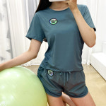 스토리원 여성 요가복 2pcs 세트 반팔티 반바지 숏팬츠 필라테스복 FT-SET06 : 이뿐