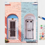 감성 미니멀 풍경 셀프페인팅 캔버스액자 일체형 어른 취미 DIY 45 핑크앤블루 40x50 : 아란아트