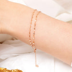 14K 팔찌 샤인키스 두줄 체인 여자 금팔찌 +로즈패키지 : 준주얼리