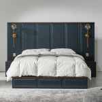 소낭구가구 낭구사랑 원목 수납 침대프레임 Q 퀸사이즈 조명협탁 2개 세트 전시상품 : 일산드라마가구 일산가구단지