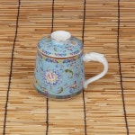 스카이블루 화문 용문손잡이 머그다기 400ml : 오일장