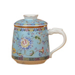 스카이블루 화문 용문손잡이 머그다기 400ml : 오일장