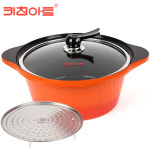 키친아트 칼라 통주물 세라믹 양수32cm+스텐찜기 세라믹코팅 : 기프트캔