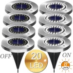 8PCS LED 태양 경로 빛 16LED /20 LED 태양 전원 매장 된 조명 지상 램프 야외 경로 방법 정원 DECKING 지 하 램프 : 한스위즈