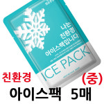 친환경 아이스팩 (중) 5매 / 얼음꽁꽁    보냉팩 얼음팩 아이스박스 캠핑 낚시 : 산골마켓