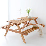 KEMIE 원목 야외 접이식 테이블 의자 세트 테라스 파라솔 정원 베란다 식탁 : 생활의중심